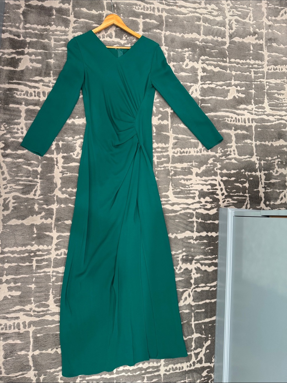 NWT Lanvin Hiver 2016 Teal Green Long Sleeve Draped Dress